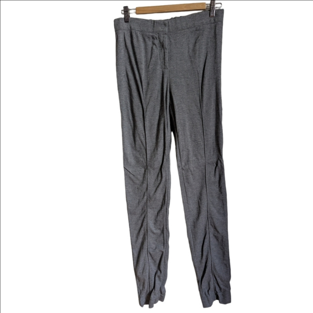 AKRIS PUNTO Grey Stretchy Minimalist Contemporary Long Ruched Pants Size 10